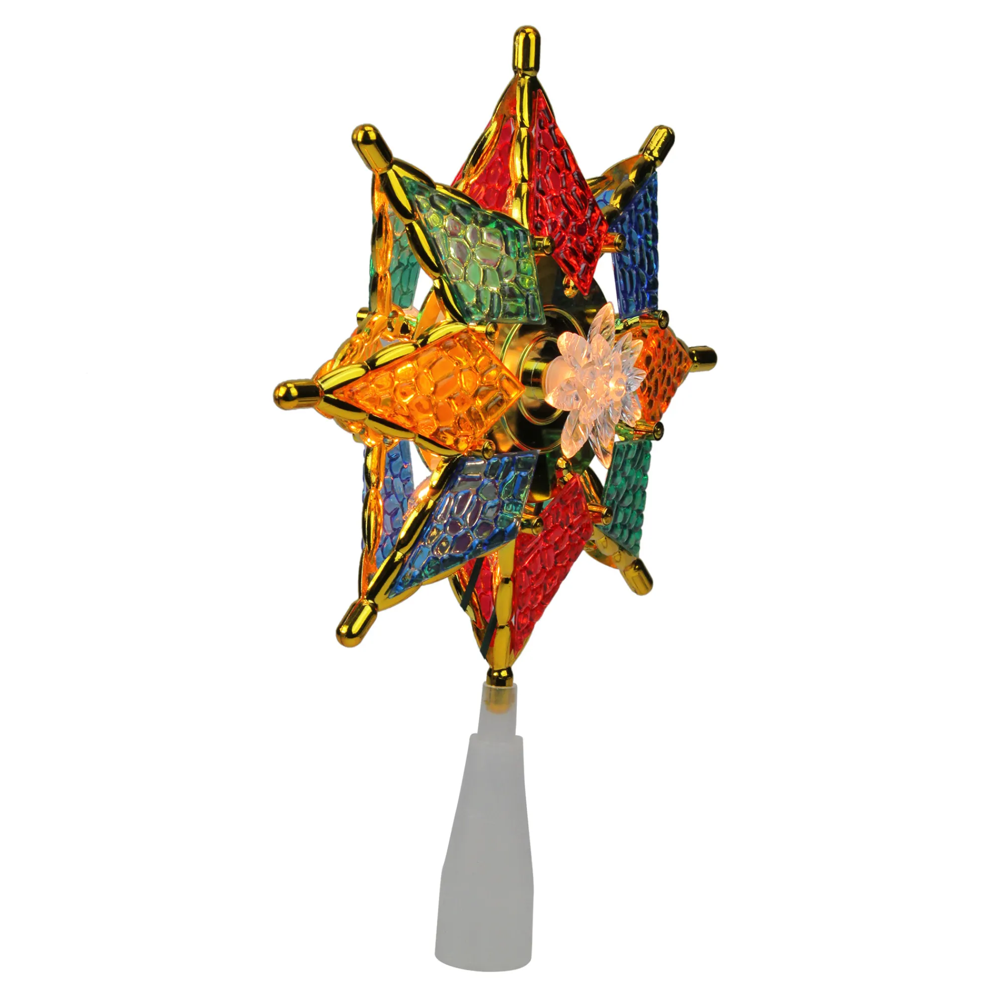 Northlight Stars-7.75" Lighted Multi-Color Mosaic Star Christmas Tree Topper - Clear Lights