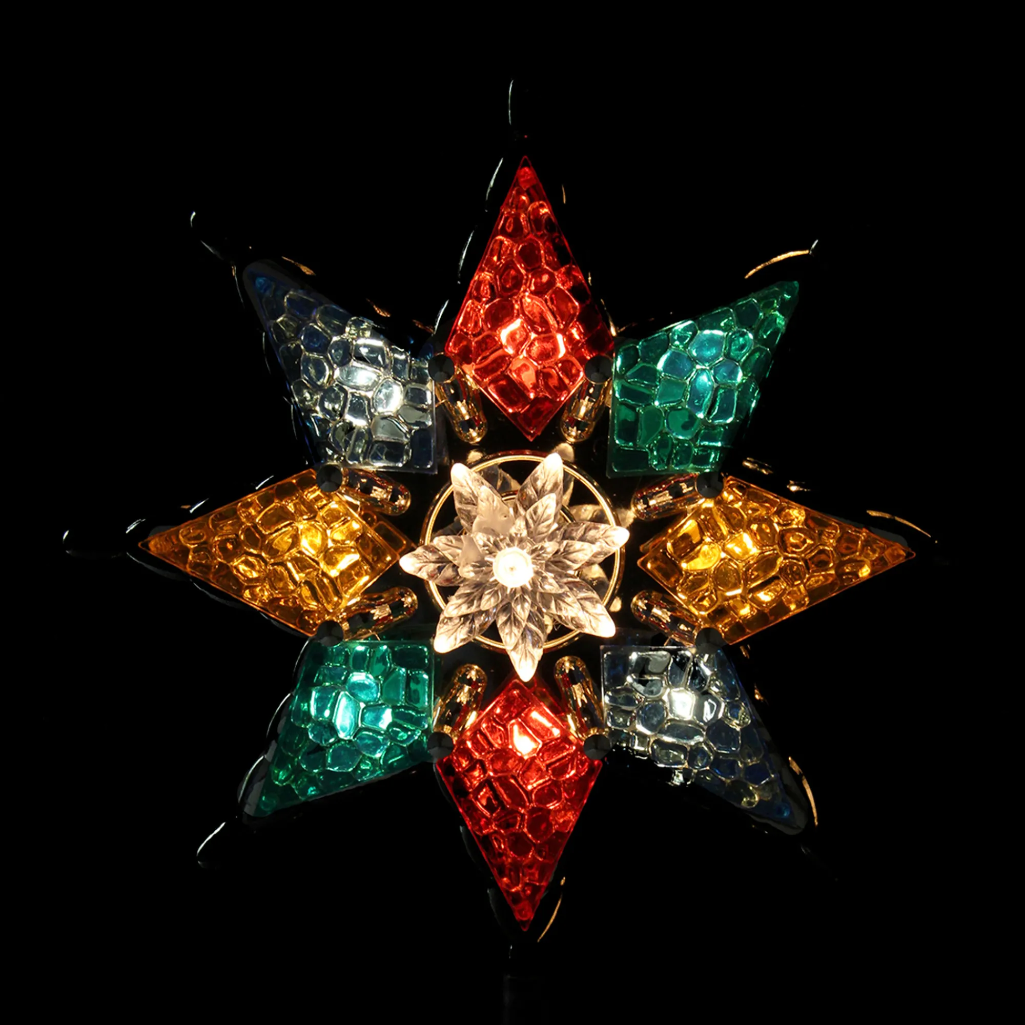 Northlight Stars-7.75" Lighted Multi-Color Mosaic Star Christmas Tree Topper - Clear Lights