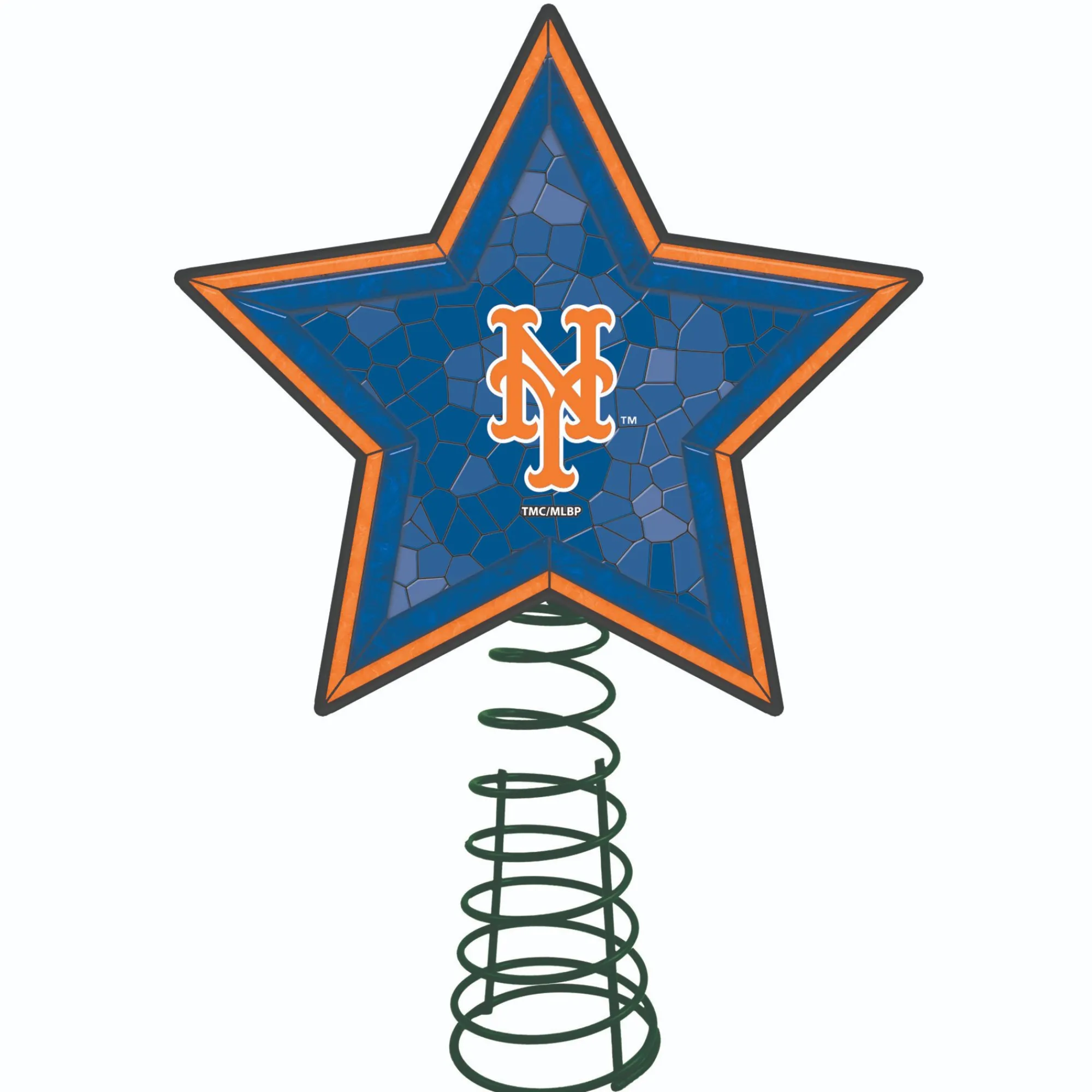 The Memory Company Stars-10" Lighted Orange And Blue Star Mlb New York Mets Christmas Tree Topper