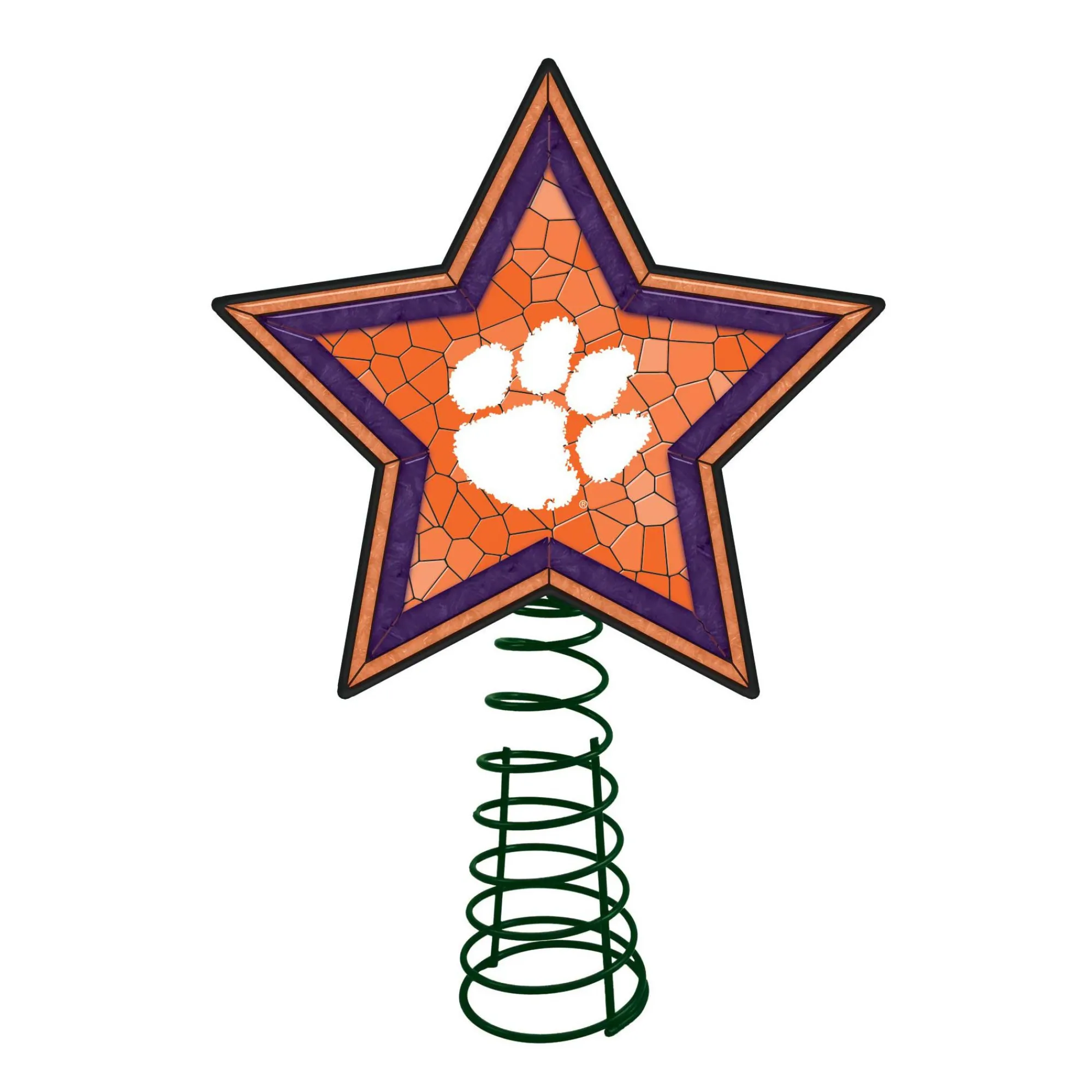 The Memory Company Stars-10" Lighted Orange And Purple Star Ncaa Clemson Tigers Mosaic Christmas Tree Topper