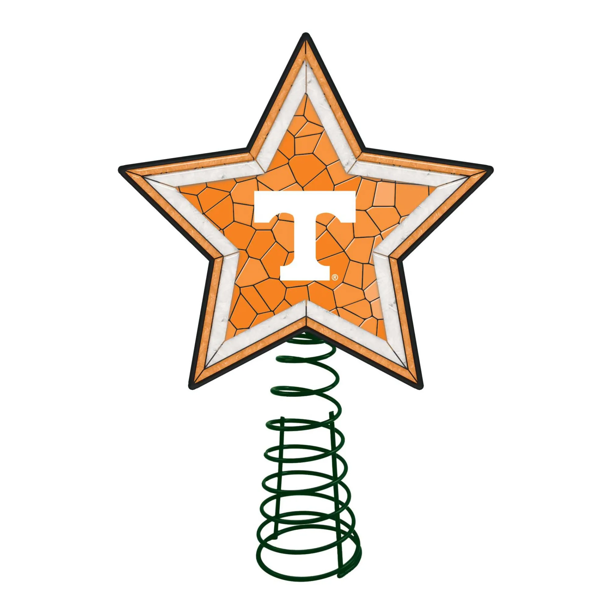 The Memory Company Stars-10" Lighted Orange And White Star Ncaa Tennessee Volunteers Christmas Tree Topper