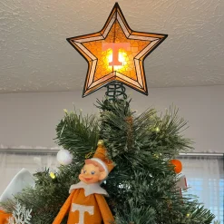 The Memory Company Stars-10" Lighted Orange And White Star Ncaa Tennessee Volunteers Christmas Tree Topper
