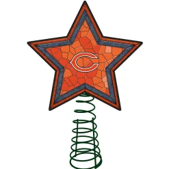 The Memory Company Stars-10" Lighted Orange And White Mosaic Style Star Nfl Chicago Bears Christmas Tree Topper