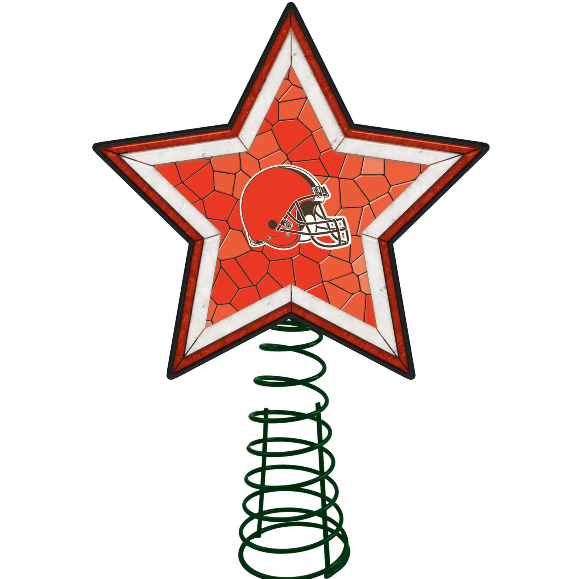 The Memory Company Stars-10" Lighted Orange And White Mosaic Style Star Nfl Cleveland Browns Christmas Tree Topper