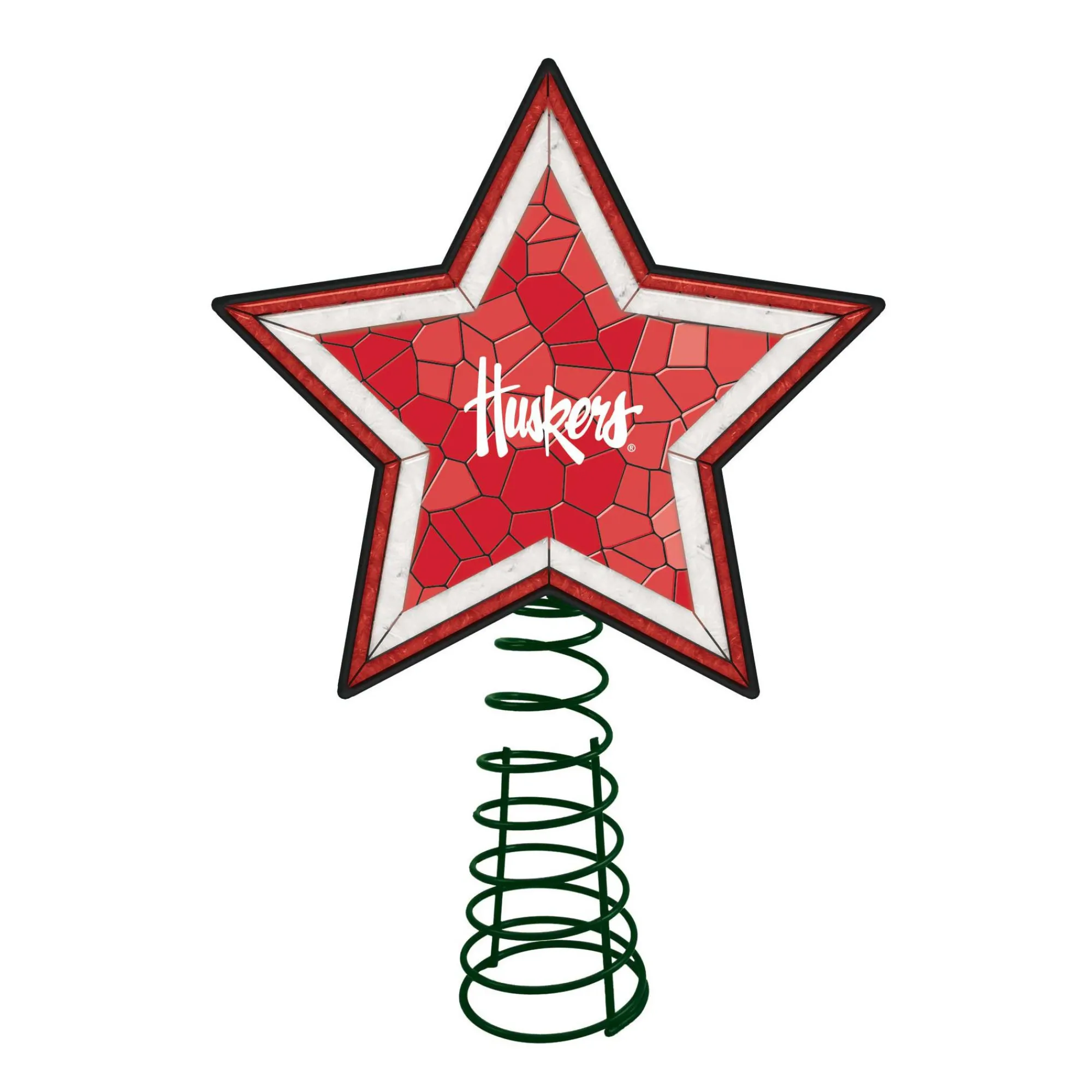 The Memory Company Stars-10" Lighted Pink And White Star Ncaa Nebraska Cornhuskers Christmas Tree Topper