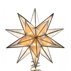 CC Christmas Decor Stars-8.25" Lighted 15-Point Star Shaped Christmas Tree Topper- Clear Lights