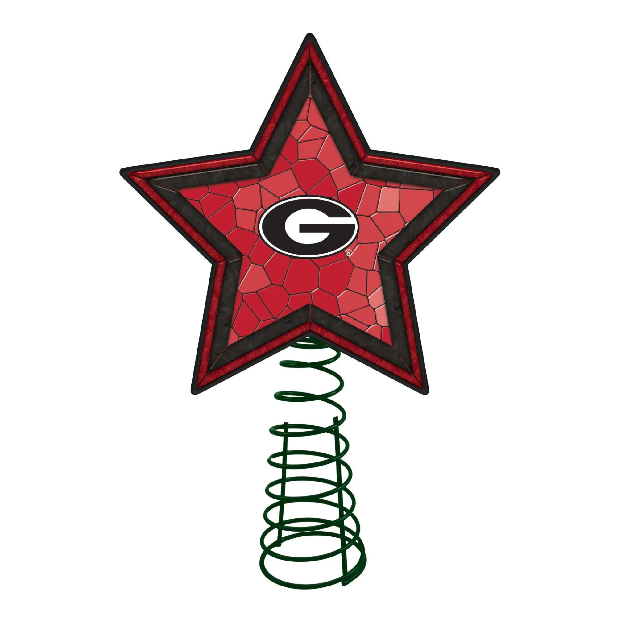 The Memory Company Stars-10" Lighted Red And Black Star Ncaa Georgia Bulldogs Christmas Tree Topper