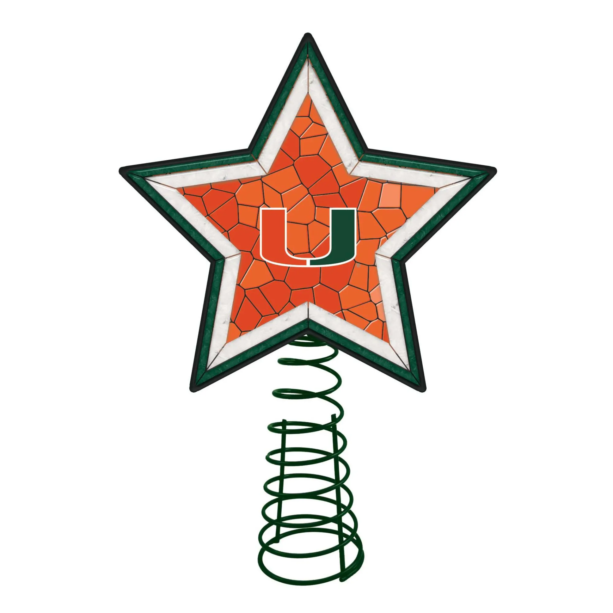 The Memory Company Stars-10" Lighted Red And Black Star Ncaa Miami Hurricanes Christmas Tree Topper