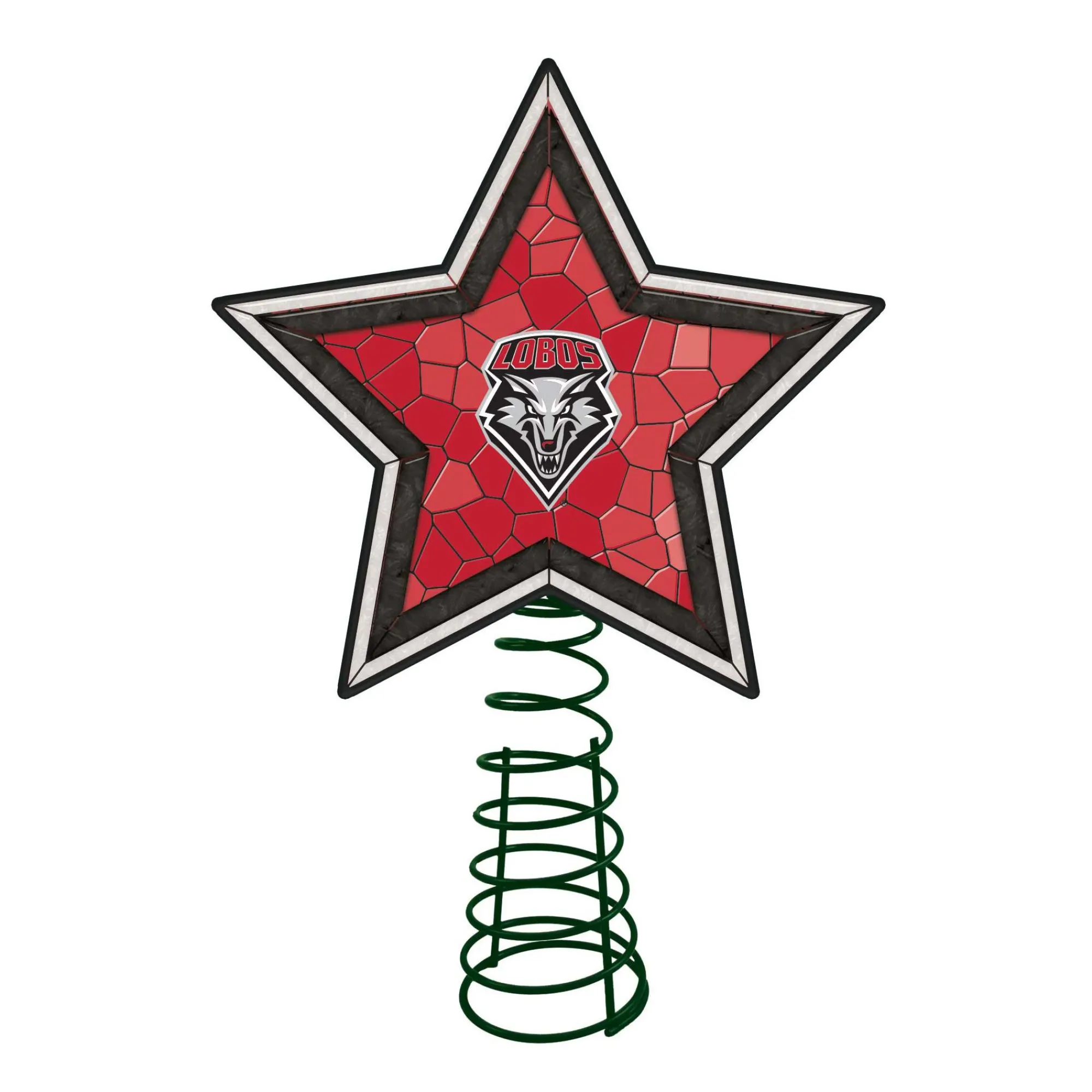 The Memory Company Stars-10" Lighted Red And Black Star Ncaa New Mexico Lobos Christmas Tree Topper