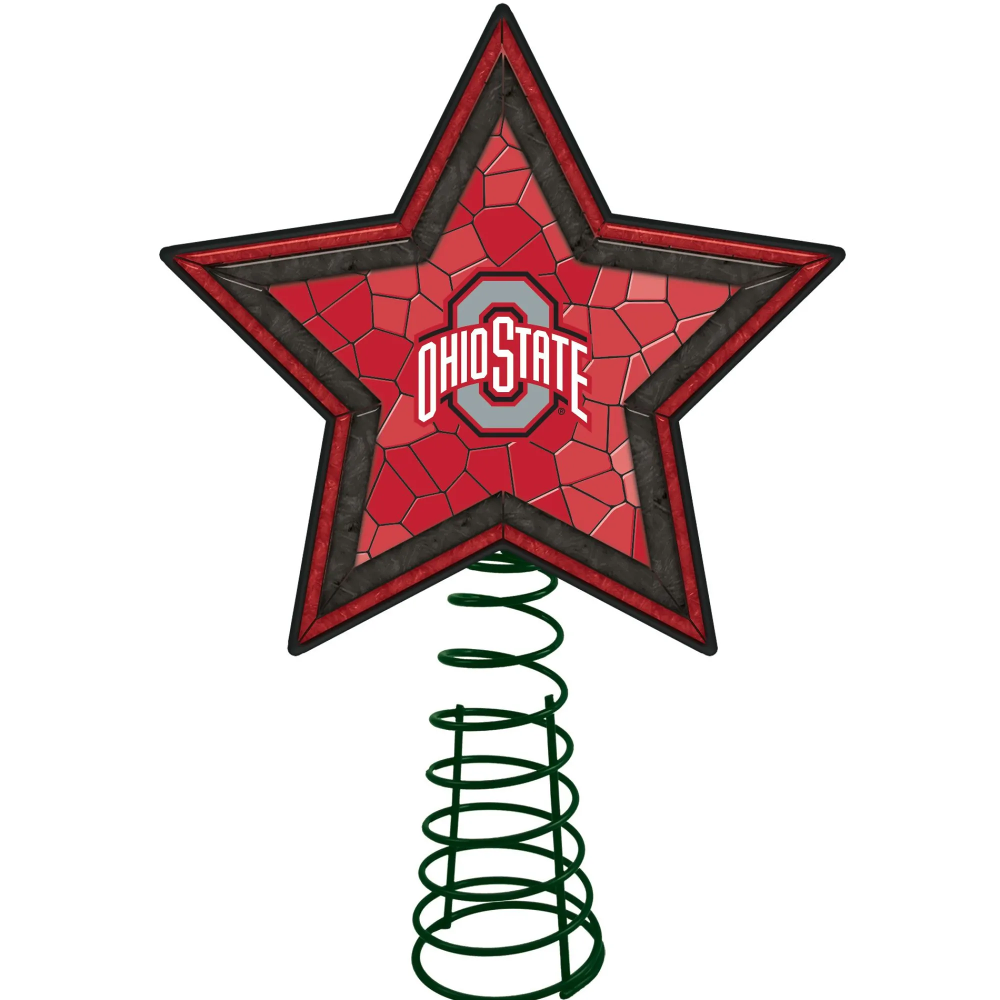 The Memory Company Stars-10" Lighted Red And Black Star Ncaa Ohio State Buckeyes Christmas Tree Topper