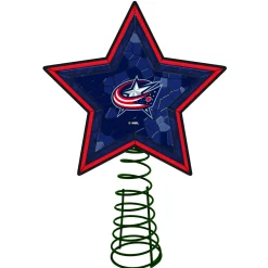 The Memory Company Stars-10" Lighted Red And Blue Mosaic Style Star Nhl Columbus Blue Jacket Christmas Tree Topper