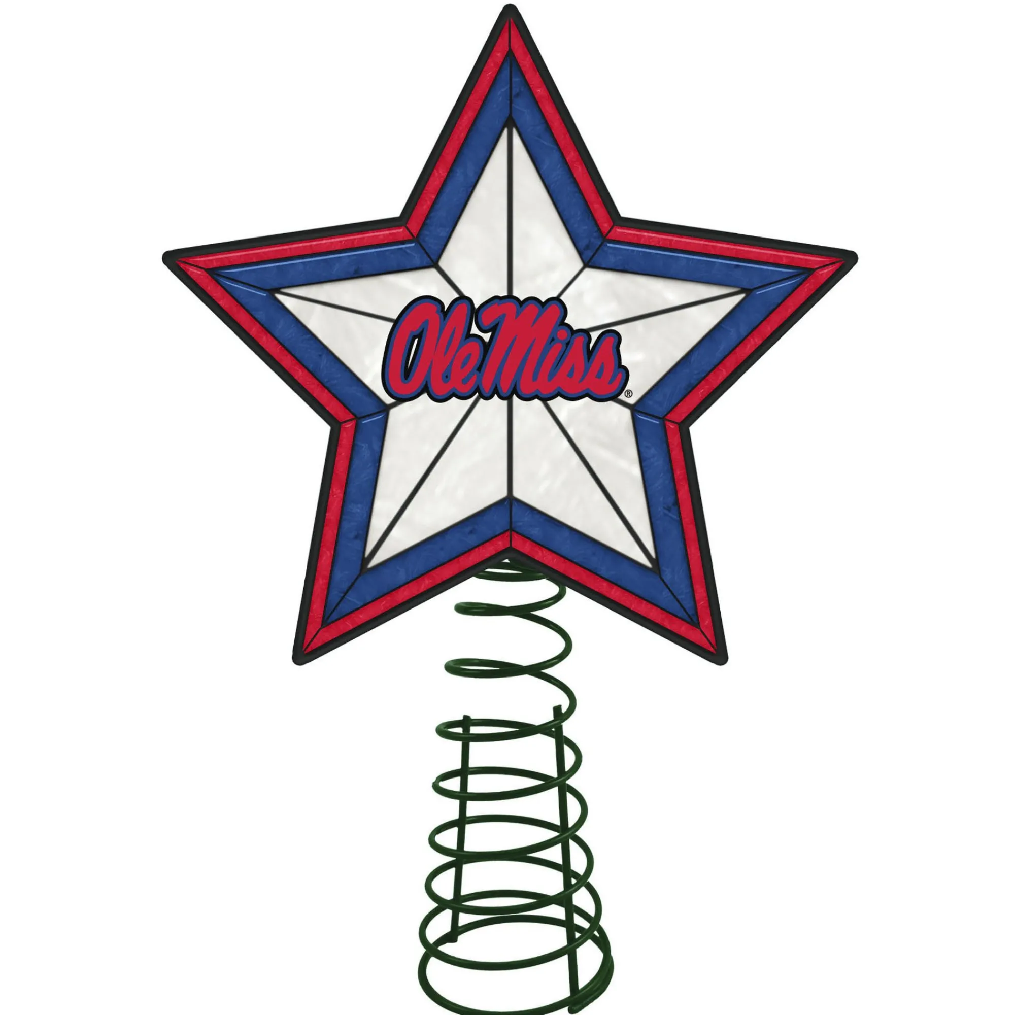 The Memory Company Stars-10" Lighted Red And Blue Star Ncaa Ole Miss Rebels Christmas Tree Topper