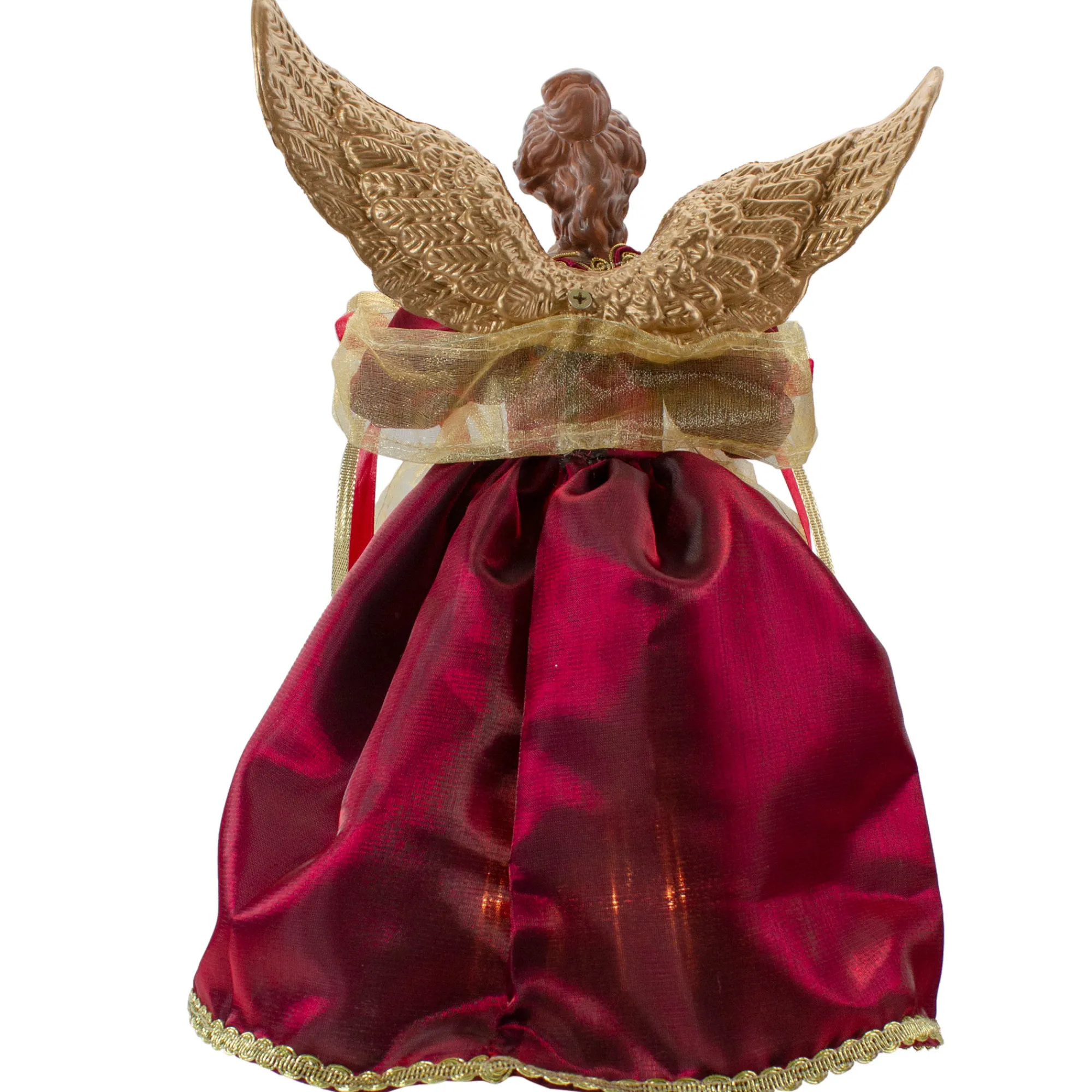 Northlight Angels-13.5" Lighted Red And Gold Angel With Wings Christmas Tree Topper - Clear Lights