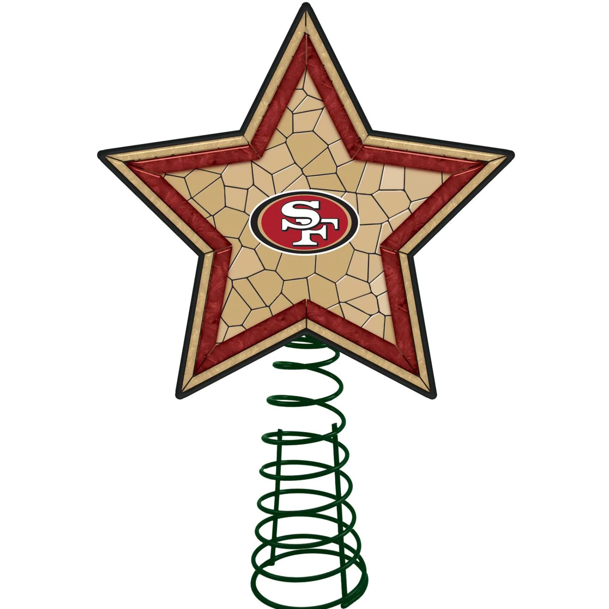 The Memory Company Stars-10" Lighted Red And Gold Mosaic Style Star Nfl San Francisco 49Ers Christmas Tree Topper