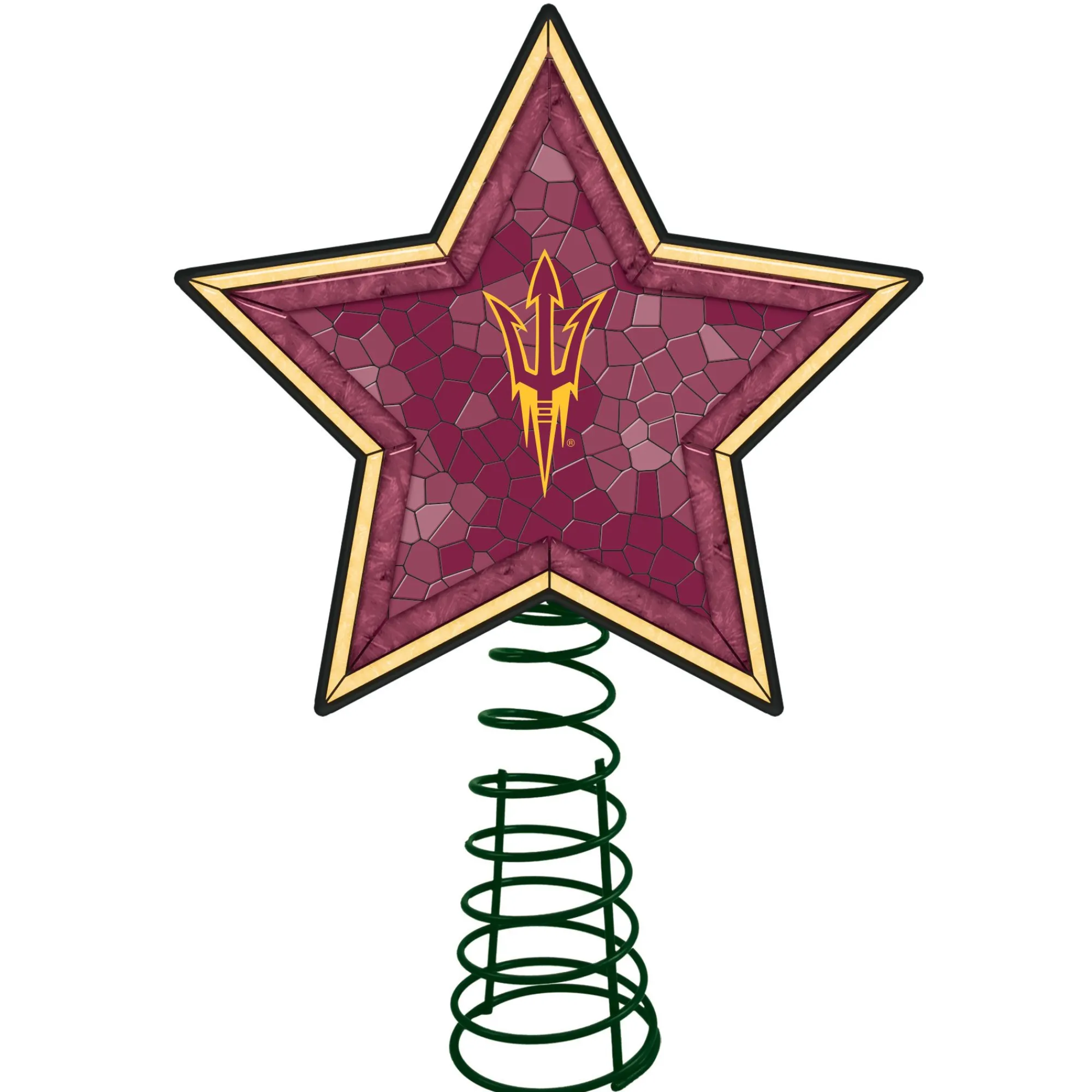 The Memory Company Stars-10" Lighted Red And Gold Mosaic Style Star Ncaa Arizona State Sun Devils Christmas Tree Topper