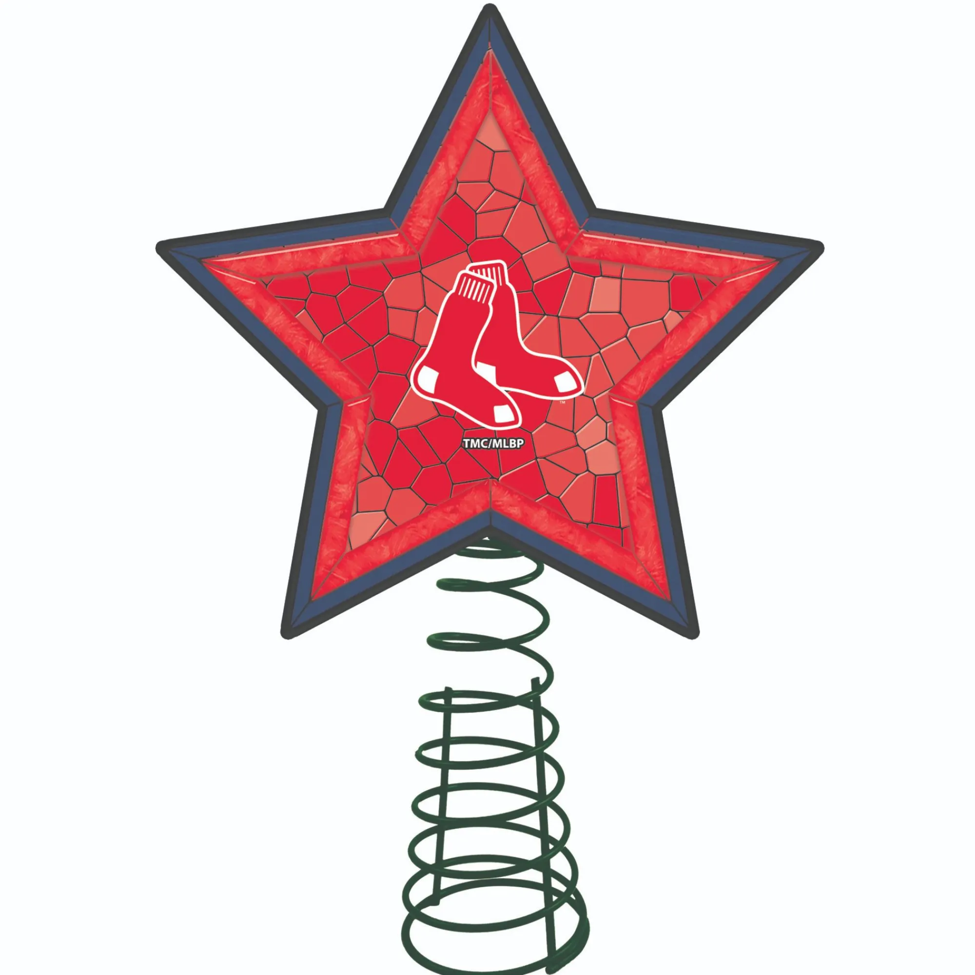 The Memory Company Stars-10" Lighted Red And Green Star Mlb Boston Red Sox Mosaic Christmas Tree Topper