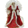 Northlight Angels-14.5" Lighted Red And White Fiber Optic Angel Christmas Tree Topper - 32606674