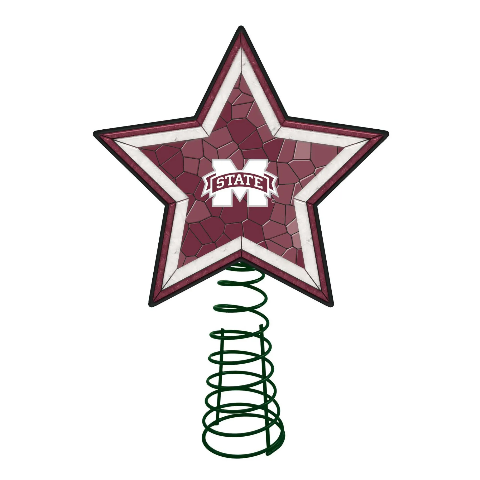 The Memory Company Stars-10" Lighted Red And White Star Ncaa Mississippi State Bulldogs Christmas Tree Topper