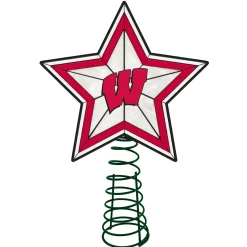 The Memory Company Stars-10" Lighted Red And White Star Ncaa Wisconsin Badgers Christmas Tree Topper