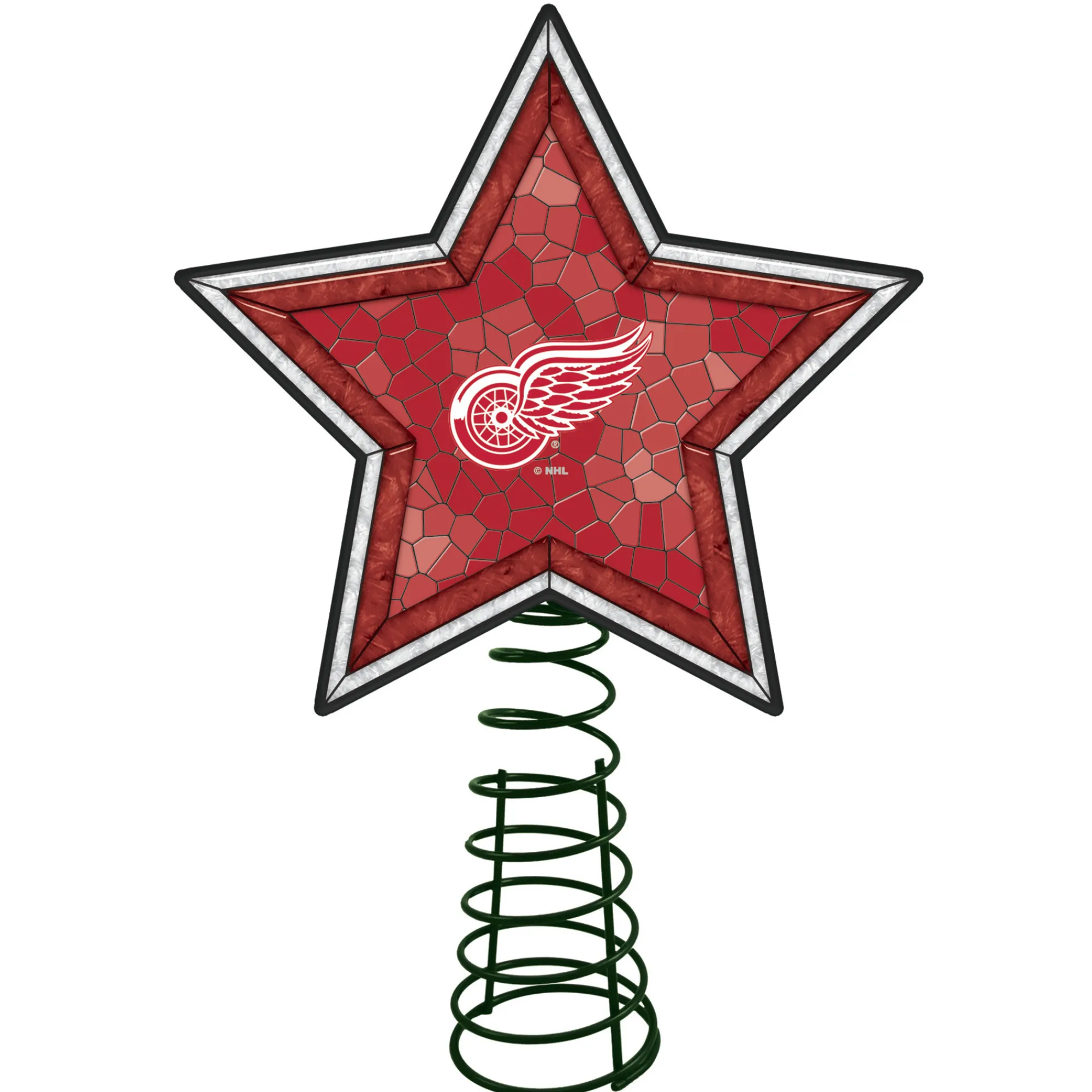 The Memory Company Stars-10" Lighted Red And White Star Nhl Detroit Red Wings Mosaic Christmas Tree Topper
