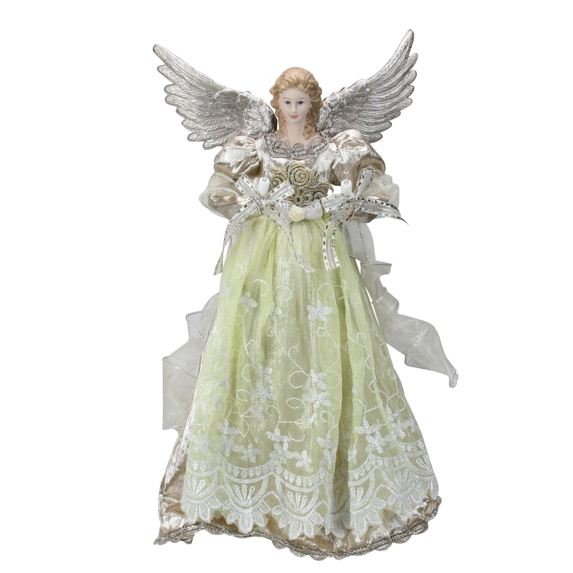 Kurt Adler Angels-16" Lighted Rose Gold Angel Christmas Tree Topper - Clear Lights