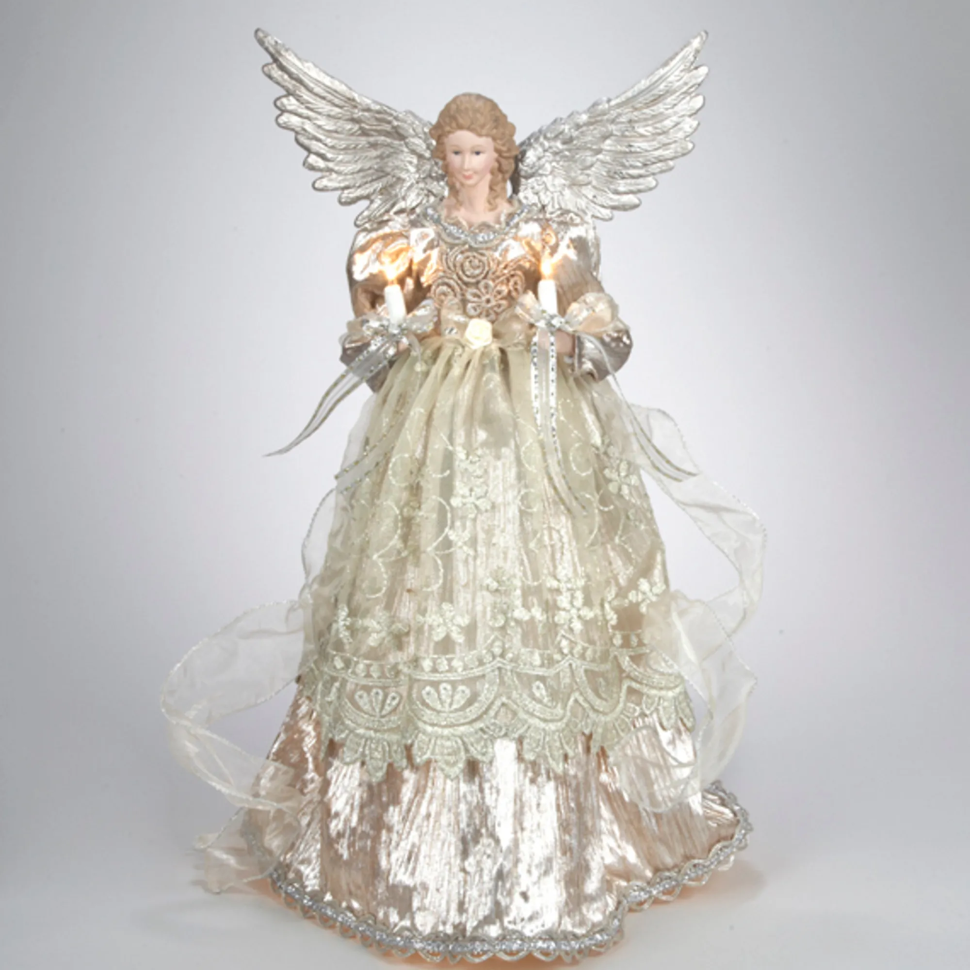 Kurt Adler Angels-16" Lighted Rose Gold Angel Christmas Tree Topper - Clear Lights