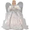 Northlight Angels-12" Lighted Silver Angel With Wings Christmas Tree Topper - Clear Lights