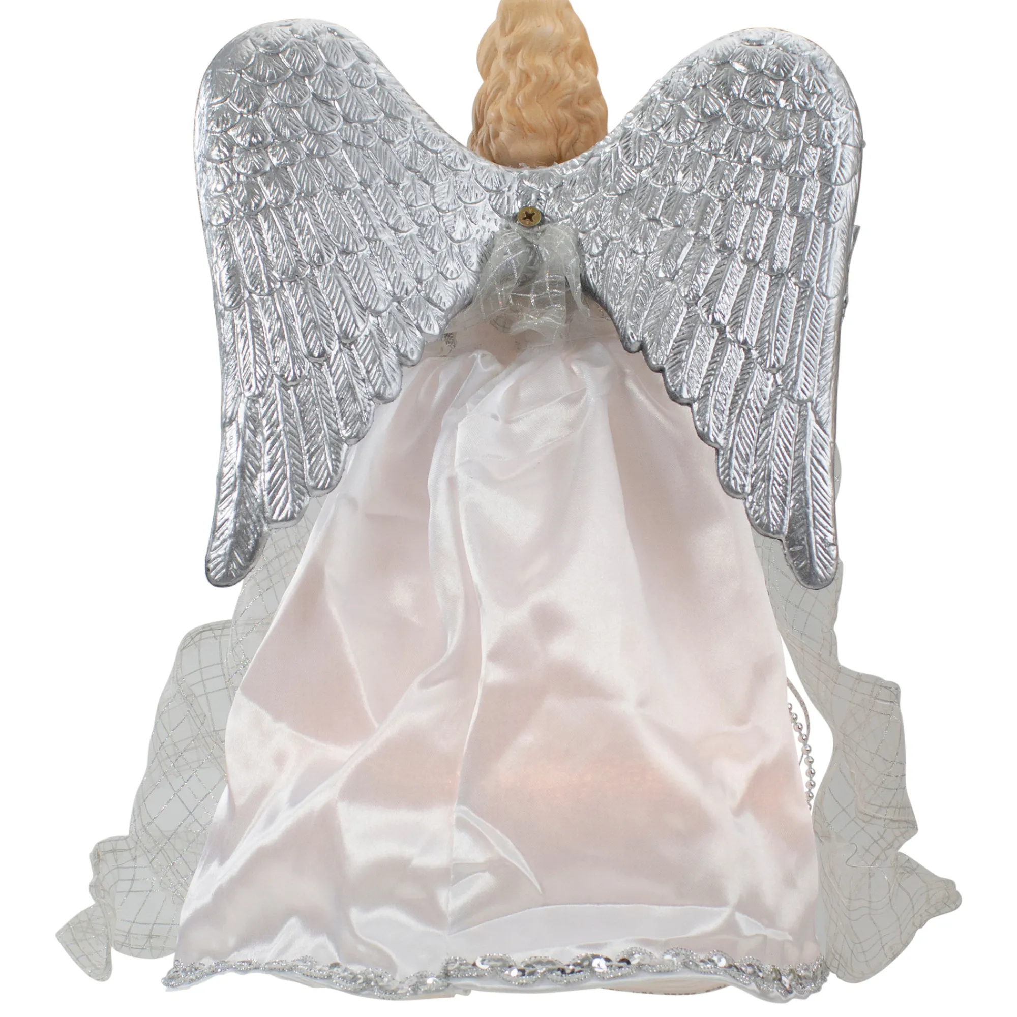 Northlight Angels-12" Lighted Silver Angel With Wings Christmas Tree Topper - Clear Lights
