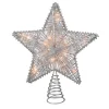 Kurt Adler Stars-10" Lighted Silver Glittered Star Christmas Tree Topper - Clear Lights