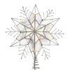 KSA Stars-14" Lighted Silver Snowflake Star Christmas Tree Topper, Clear Lights