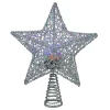 Northlight Stars-13" Lighted Silver Star With Rotating Projector Christmas Tree Topper - Multicolor Led Lights