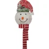 Northlight Stars-22" Lighted Snowman Wearing A Red Frosted Hat With Pine Christmas Tree Topper