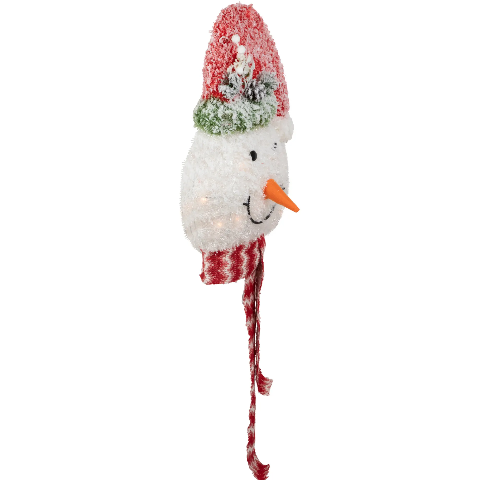 Northlight Stars-22" Lighted Snowman Wearing A Red Frosted Hat With Pine Christmas Tree Topper