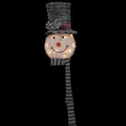 Northlight Stars-25" Lighted Snowman With Black Frosted Top Hat Christmas Tree Topper