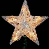 KSA Stars-12" Lighted Snowy Crystal Style Star Christmas Tree Topper - Clear Lights