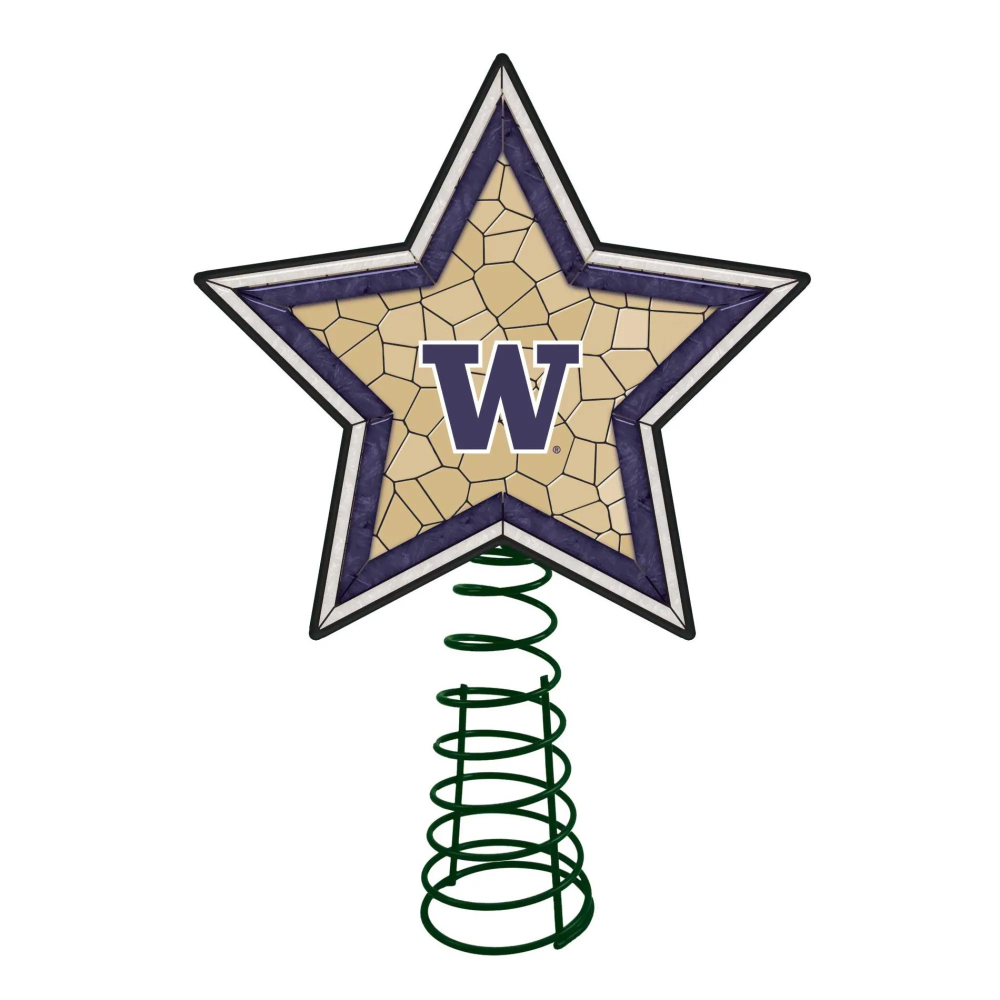 The Memory Company Stars-10" Lighted Tan Brown And Purple Star Ncaa Washington Huskies Christmas Tree Topper