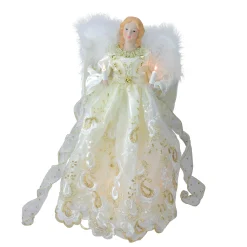 Kurt Adler Angels-14" Lighted Victorian Inspired Paisley Angel Christmas Tree Topper - Clear Lights