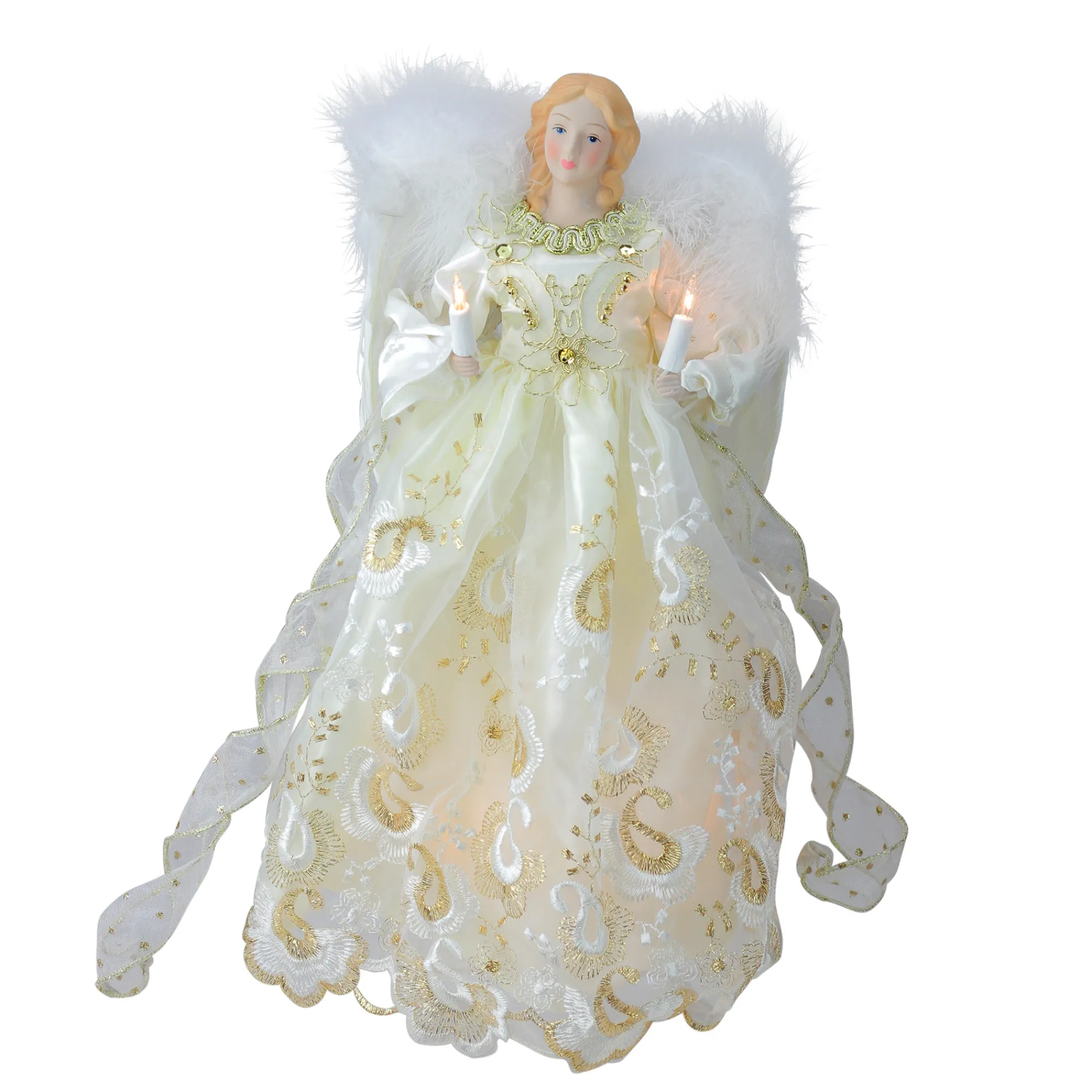 Kurt Adler Angels-14" Lighted Victorian Inspired Paisley Angel Christmas Tree Topper - Clear Lights