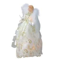 Kurt Adler Angels-14" Lighted Victorian Inspired Paisley Angel Christmas Tree Topper - Clear Lights
