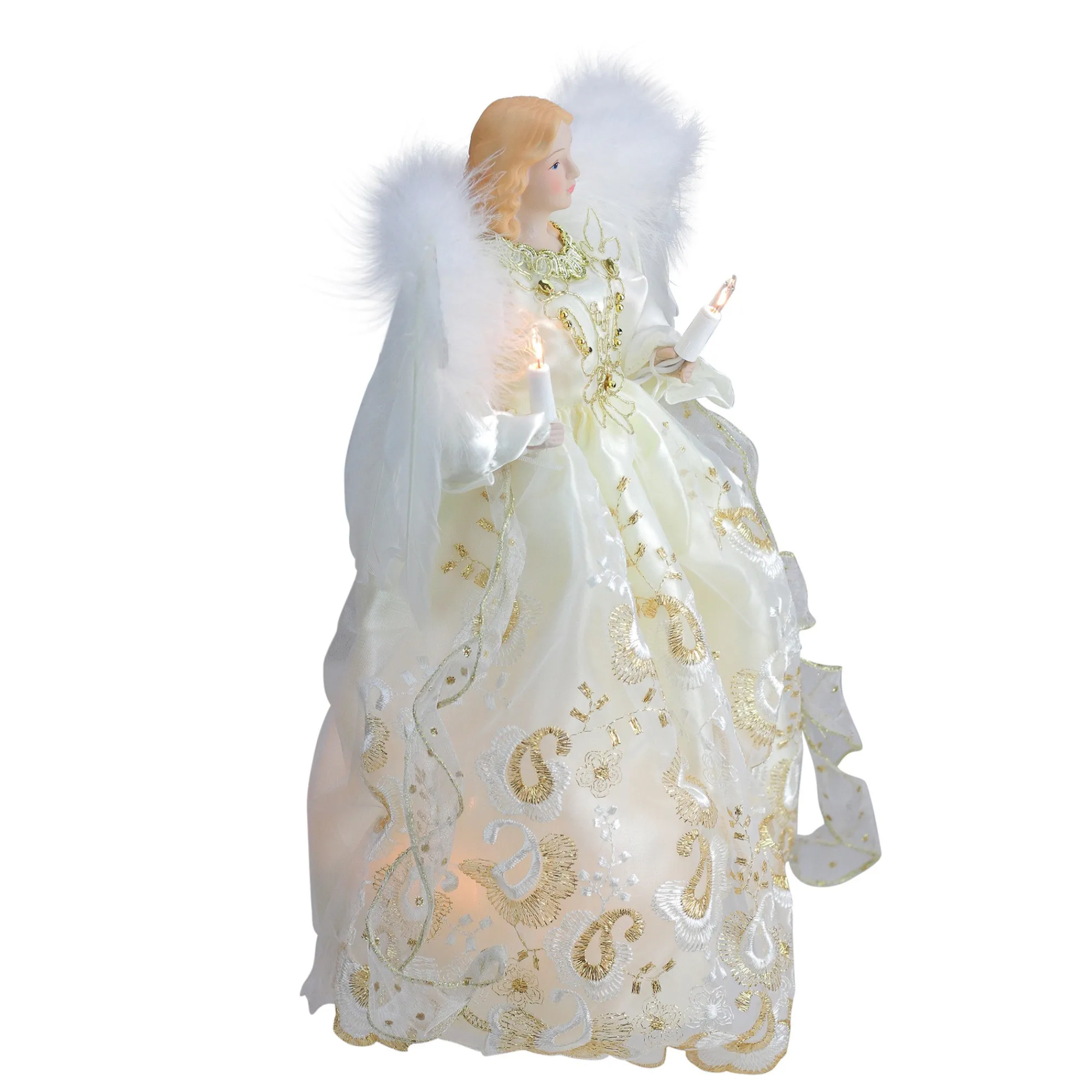 Kurt Adler Angels-14" Lighted Victorian Inspired Paisley Angel Christmas Tree Topper - Clear Lights