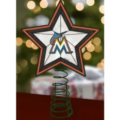The Memory Company Stars-10" Lighted White And Black Star Mlb Miami Marlins Christmas Tree Topper