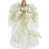 Northlight Angels-14" Lighted White And Gold Angel In A Dress Christmas Tree Topper - Warm White Lights