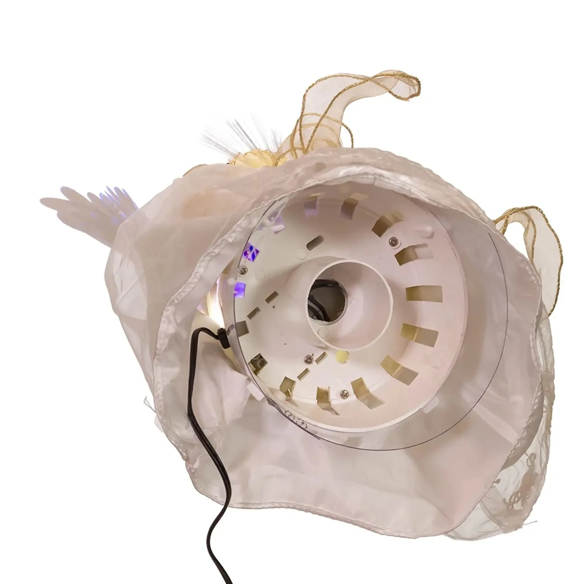 KSA Stars-16.25" Lighted White And Gold Angel Design Christmas Tree Topper, Warm White Lights
