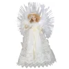 Kurt Adler Angels-14" Lighted White Fiber Optic Floral Angel Christmas Tree Topper - Multi-Color Led Lights