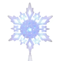 KSA Stars-11.25" Lighted White Glittered Snowflakes Christmas Tree Topper, White Lights