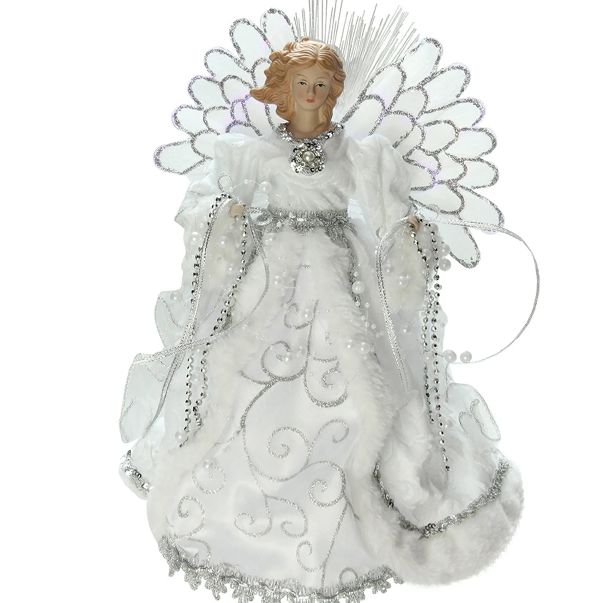 Northlight Angels-16" Lighted White Gown Angel Christmas Tree Topper - Clear Lights