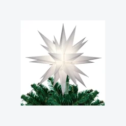 Keystone Stars-12" Lighted White Moravian Star Christmas Tree Topper/Decoration - Clear Lights
