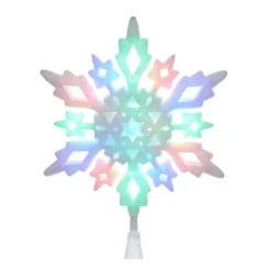 Kurt Adler Stars-10 Lighted White Snowflake Christmas Tree Topper - Multi Led Lights