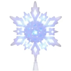 Kurt Adler Stars-10 Lighted White Snowflake Christmas Tree Topper - Cool White Led Lights