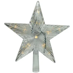 Hofert Stars-9.5" Lighted White Star Christmas Tree Topper - White And Multicolor Led Lights